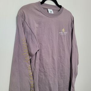 Simply Southern Women Gray Pink Long Sleeve Shirt Small NWT Mimi Gold Glitter